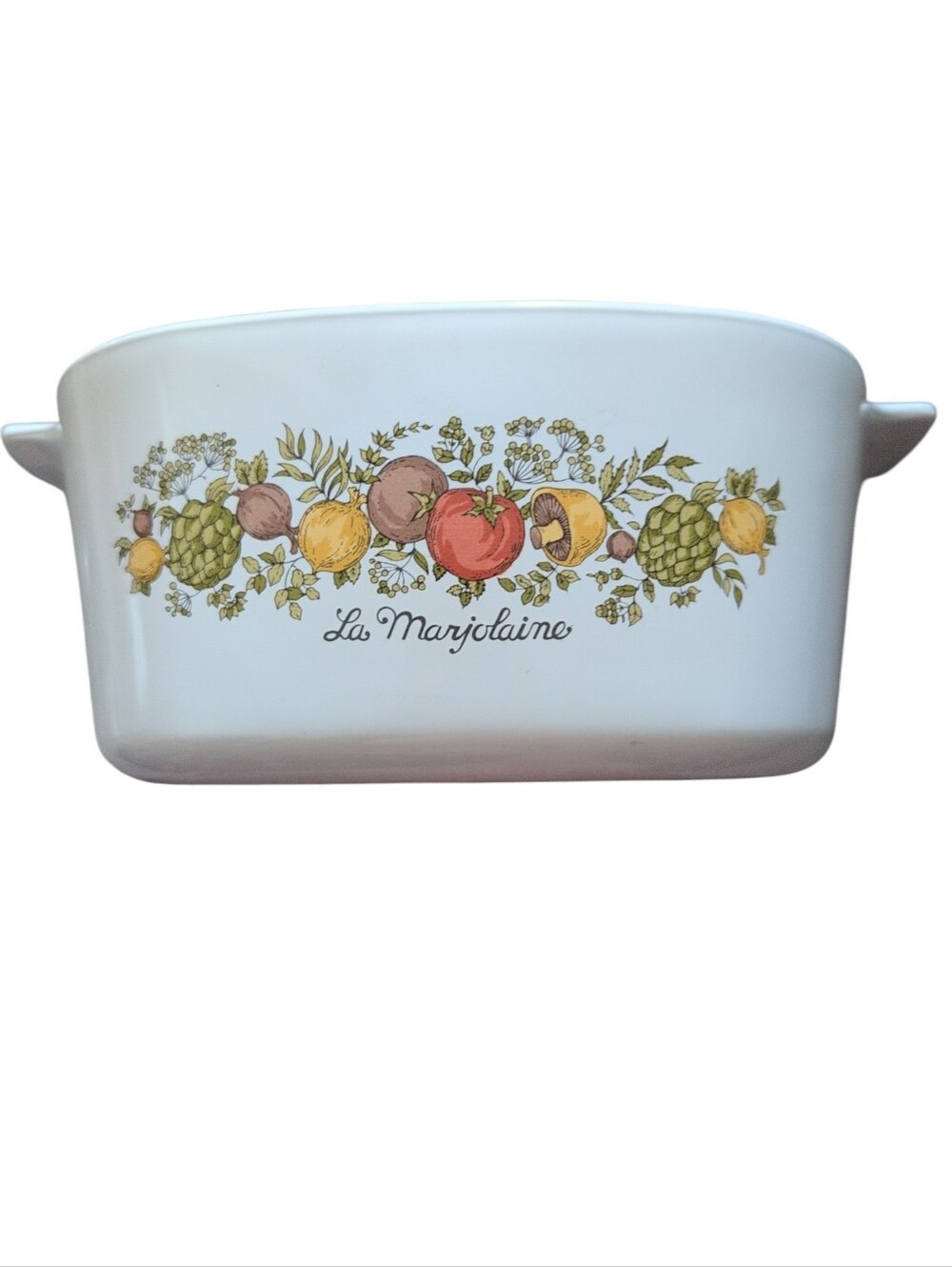 White Ceramic Vegetable Pattern Baking Dish